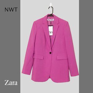 NWT ZARA Dark Pink Fuschia Blazer, Sz S